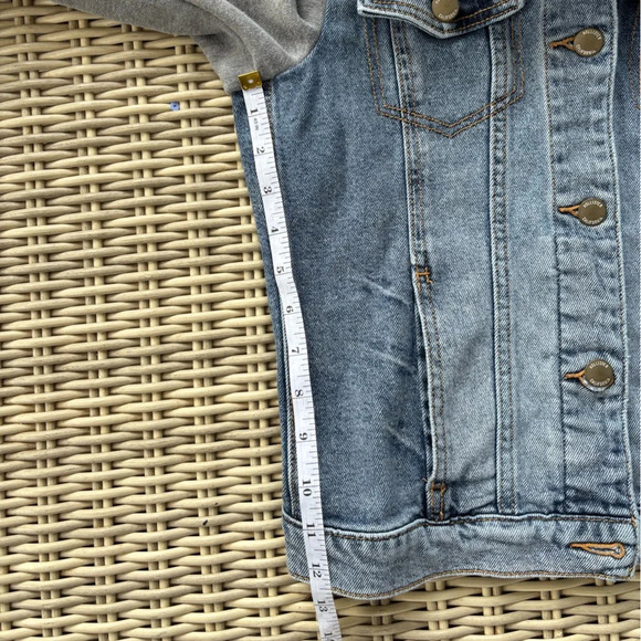Hollister Twofer Hooded Sweatshirt Jean Jacket - Picture 7 of 8